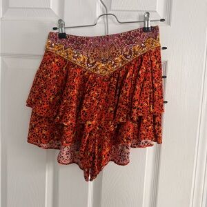 Free People skort. Orange paisley print. Size small